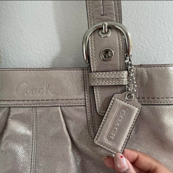 2 pc Coach Metallic Silver Shoulder Bag - Picture 3 of 11